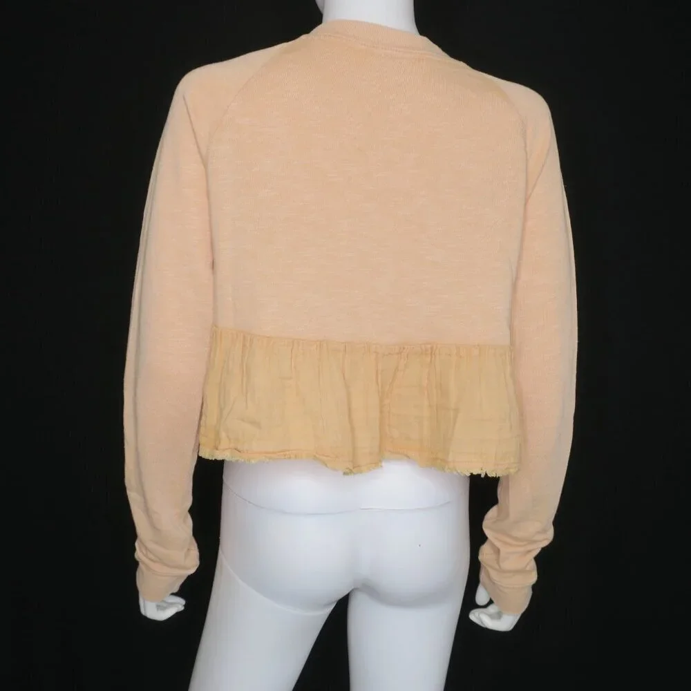 Free People Sweet Jane Pullover Top Sweatshirt Long Sleeve Cropped Oversized XS